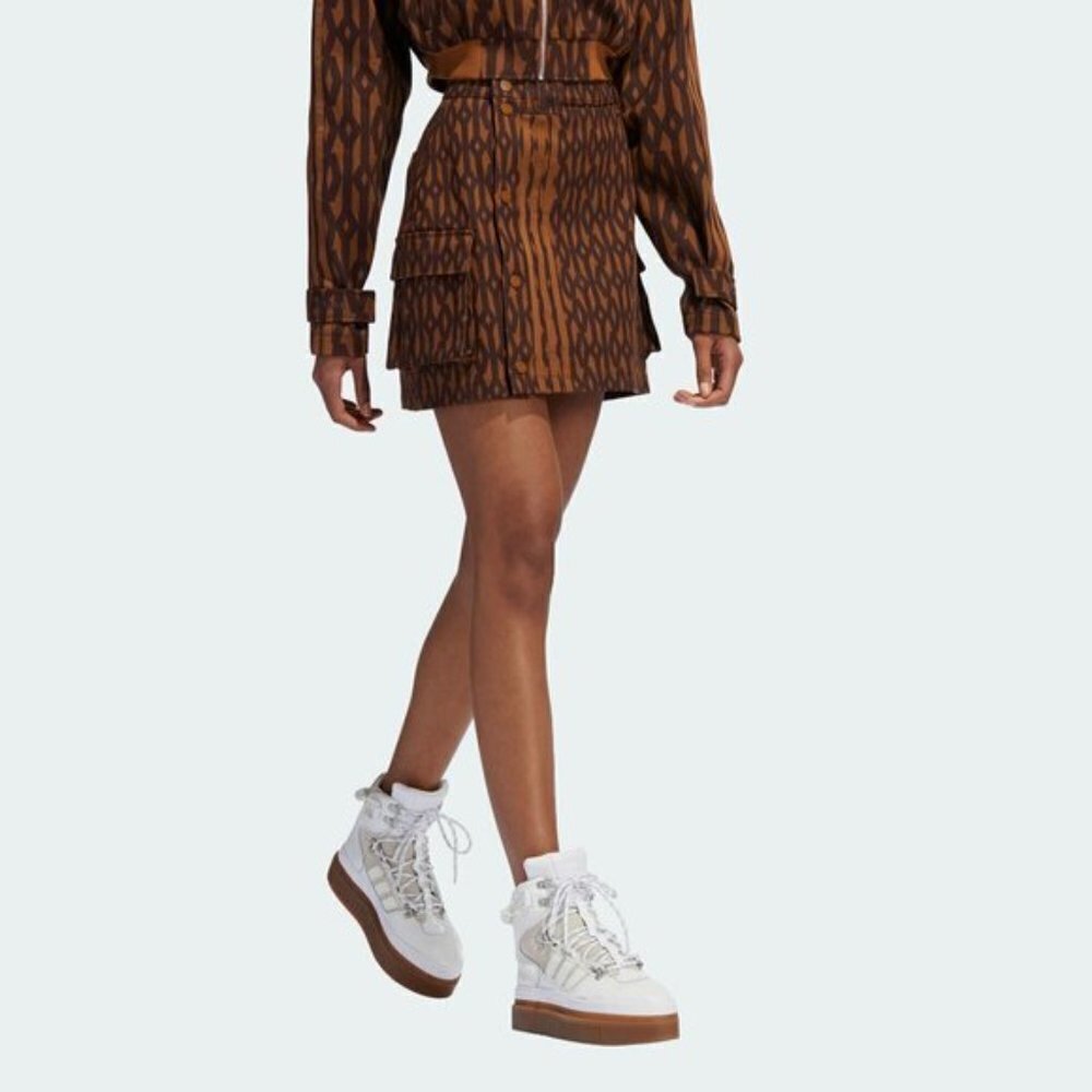 RARE NWT IVY PARK x Adidas Monogram Cargo Mini Skirt Brown Tan Size 1X - Picture 6 of 13